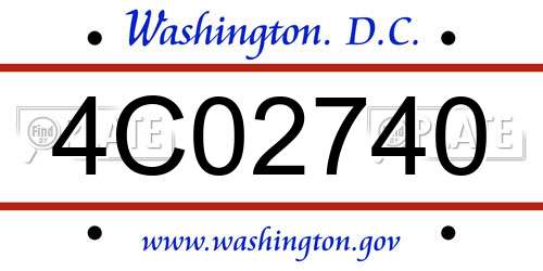 4C02740 District Of Columbia License Plate