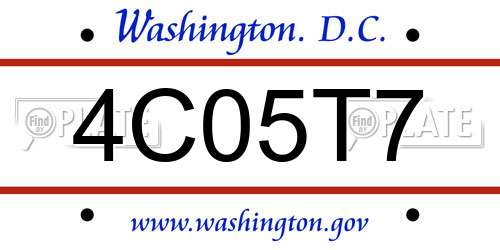 4C05T7 District Of Columbia License Plate