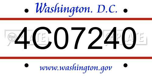 4C07240 District Of Columbia License Plate