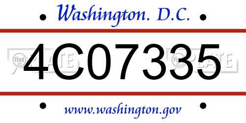 4C07335 District Of Columbia License Plate