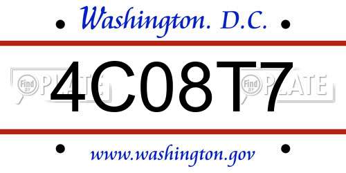4C08T7 District Of Columbia License Plate