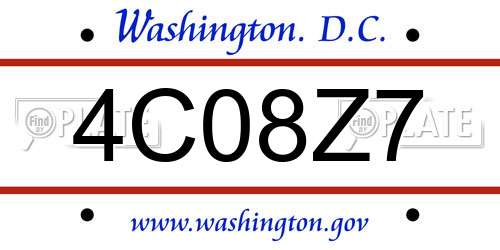 4C08Z7 District Of Columbia License Plate