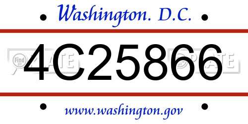 4C25866 District Of Columbia License Plate