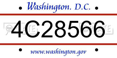 4C28566 District Of Columbia License Plate