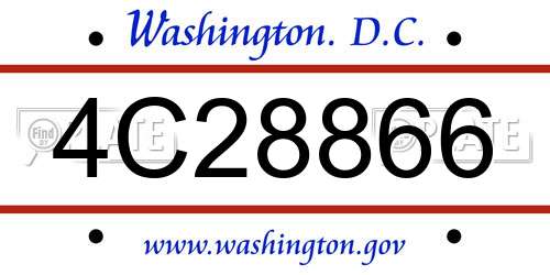 4C28866 District Of Columbia License Plate