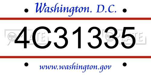 4C31335 District Of Columbia License Plate