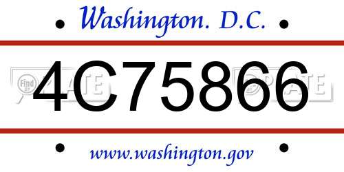 4C75866 District Of Columbia License Plate