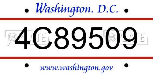 4C89509 District Of Columbia License Plate