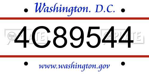 4C89544 District Of Columbia License Plate