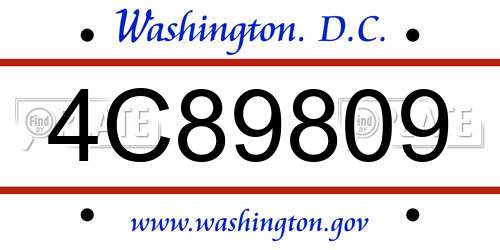4C89809 District Of Columbia License Plate