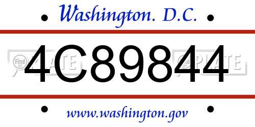4C89844 District Of Columbia License Plate