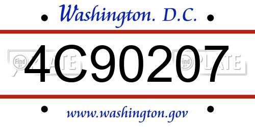 4C90207 District Of Columbia License Plate