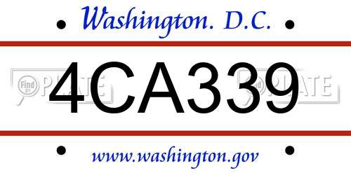 4CA339 District Of Columbia License Plate