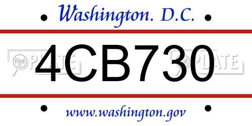4CB730 District Of Columbia License Plate