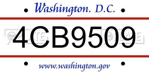 4CB9509 District Of Columbia License Plate