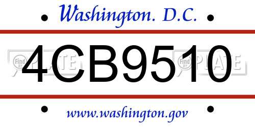 4CB9510 District Of Columbia License Plate