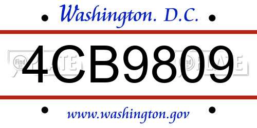 4CB9809 District Of Columbia License Plate