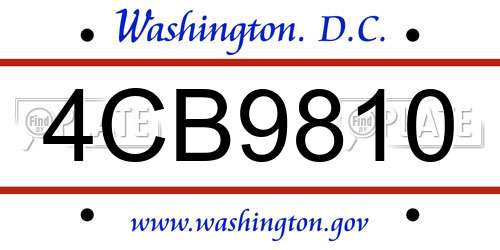 4CB9810 District Of Columbia License Plate