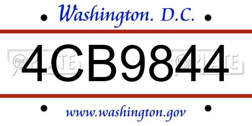 4CB9844 District Of Columbia License Plate