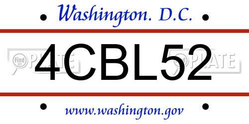 4CBL52 District Of Columbia License Plate