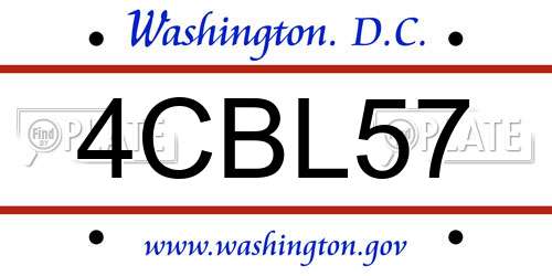 4CBL57 District Of Columbia License Plate