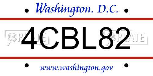 4CBL82 District Of Columbia License Plate