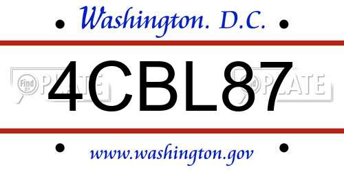 4CBL87 District Of Columbia License Plate
