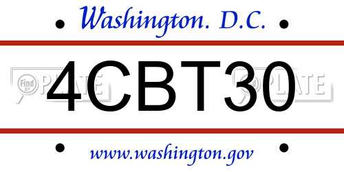 4CBT30 District Of Columbia License Plate