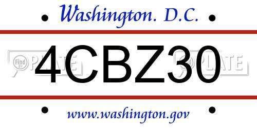 4CBZ30 District Of Columbia License Plate