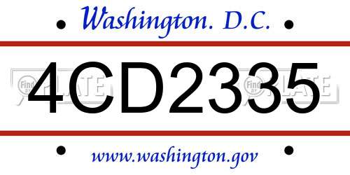 4CD2335 District Of Columbia License Plate