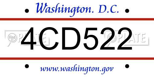 4CD522 District Of Columbia License Plate
