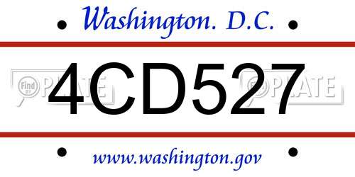 4CD527 District Of Columbia License Plate