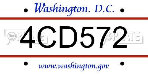 4CD572 District Of Columbia License Plate