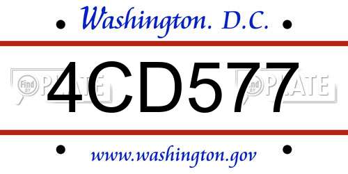4CD577 District Of Columbia License Plate