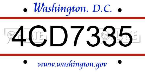 4CD7335 District Of Columbia License Plate