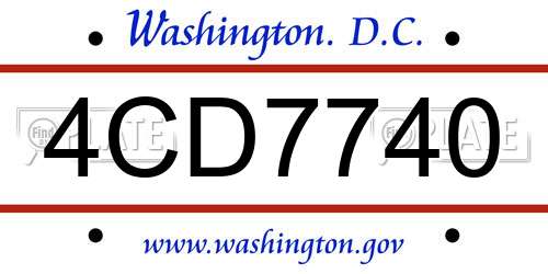 4CD7740 District Of Columbia License Plate