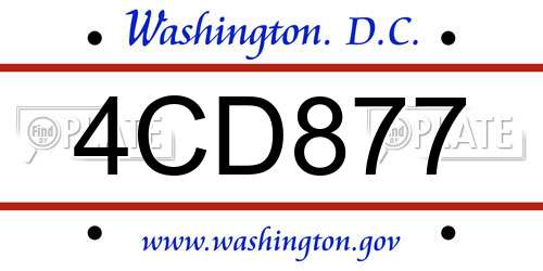 4CD877 District Of Columbia License Plate