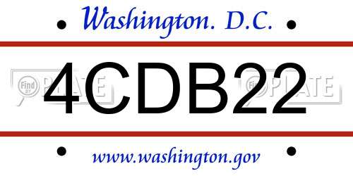 4CDB22 District Of Columbia License Plate