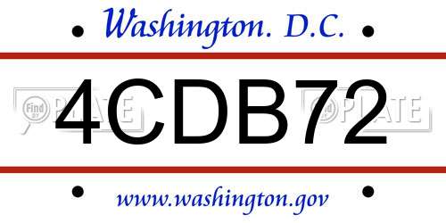4CDB72 District Of Columbia License Plate