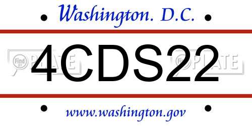 4CDS22 District Of Columbia License Plate