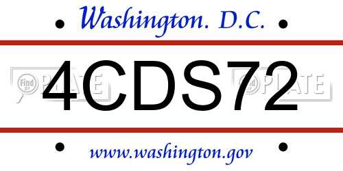 4CDS72 District Of Columbia License Plate