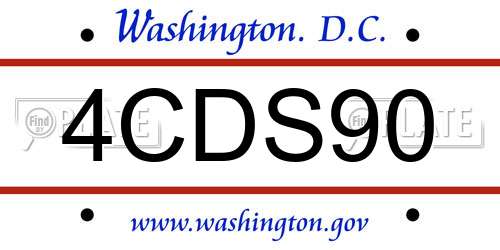 4CDS90 District Of Columbia License Plate