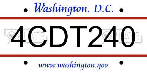 4CDT240 District Of Columbia License Plate