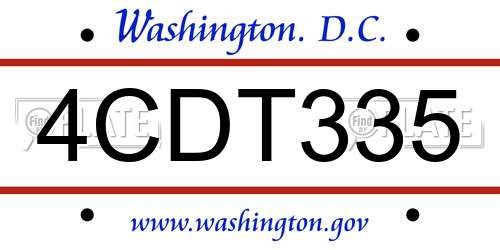 4CDT335 District Of Columbia License Plate