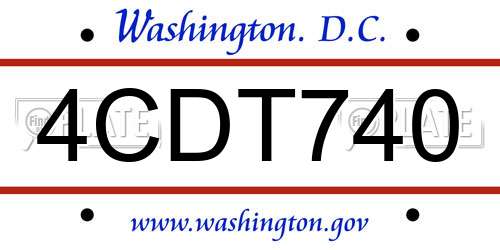4CDT740 District Of Columbia License Plate