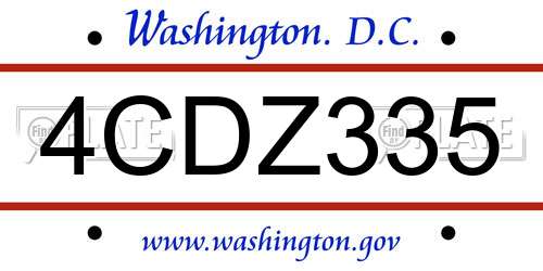 4CDZ335 District Of Columbia License Plate