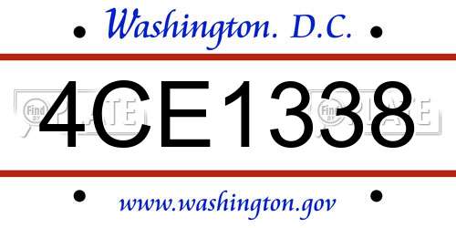 4CE1338 District Of Columbia License Plate