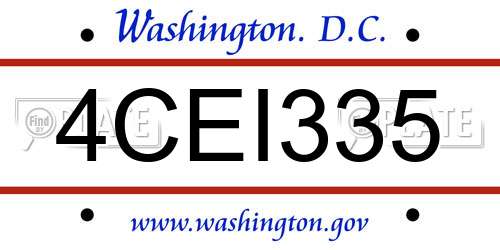 4CEI335 District Of Columbia License Plate