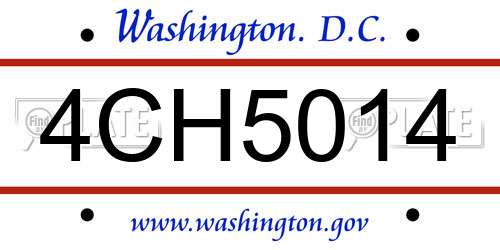 4CH5014 District Of Columbia License Plate
