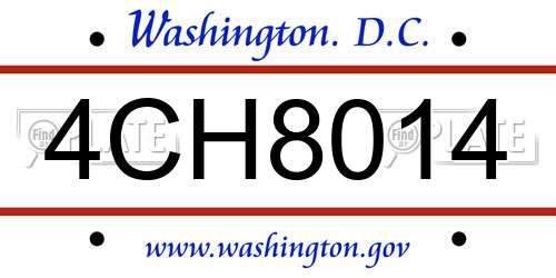 4CH8014 District Of Columbia License Plate